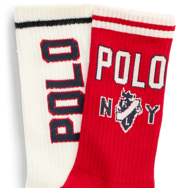 Red Navy Ivory Polo Bear Crew Sock 3-Pack Polo Ralph Lauren 2