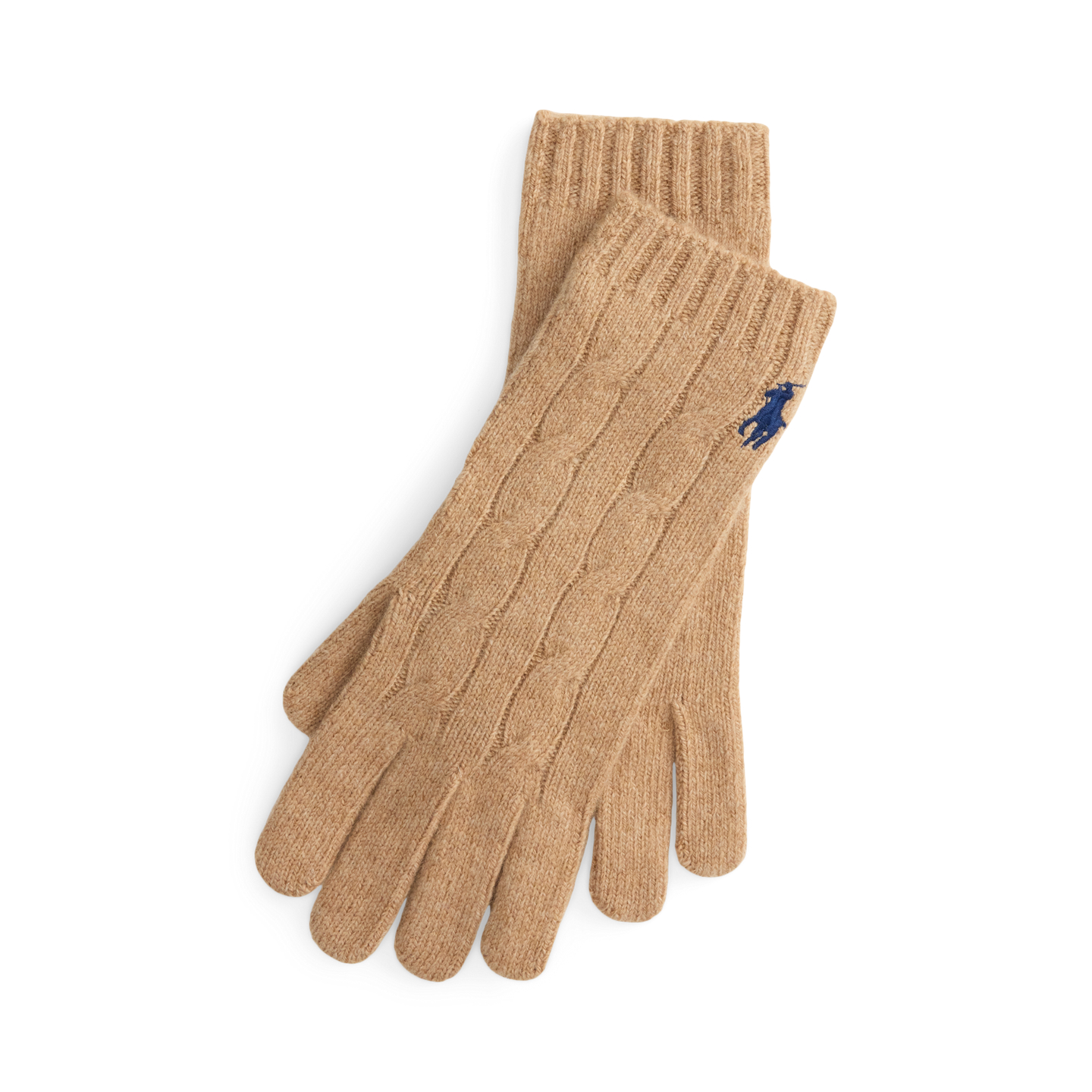 Женские перчатки Ralph Lauren Cable-Knit Wool-Cashmere Gloves, цвет: Верблюжий — фото 2