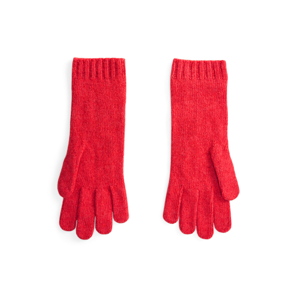 Compass Red Cable-Knit Wool-Cashmere Gloves Polo Ralph Lauren 2