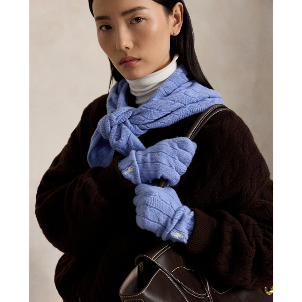 Polo Ralph Lauren 케이블 니트 울 캐시미어 글로브 드레스 셔츠 블루 3