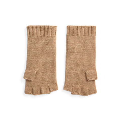 Женские перчатки Ralph Lauren Cable Wool-Cashmere Fingerless Gloves, цвет: Верблюжий