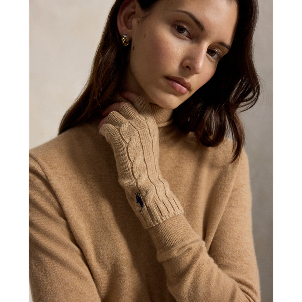 Cable Wool-Cashmere Fingerless Gloves