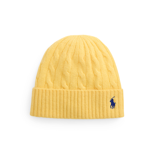 Polo Ralph Lauren 케이블 니트 울 캐시미어 비니 Banana Cream 1