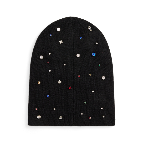 Black Jeweled Wool-Cashmere Beanie Polo Ralph Lauren 2