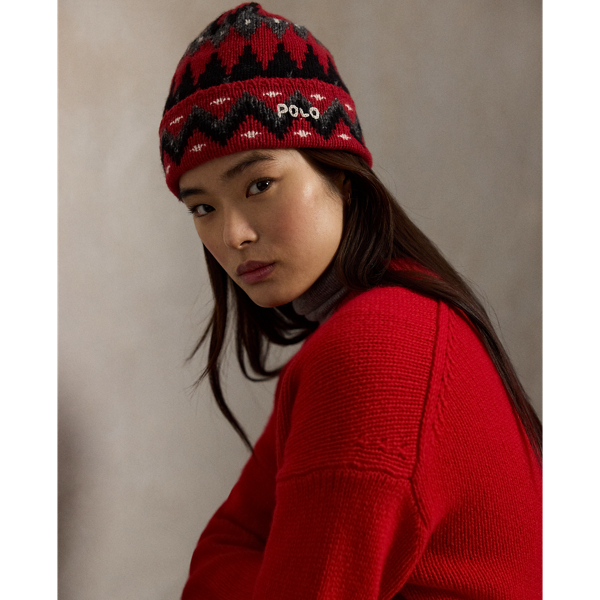 Red Fair Isle Wool Beanie Polo Ralph Lauren 3