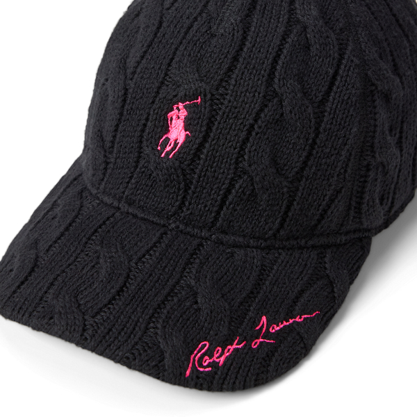 Pink Pony Cable-Knit Cotton Ball Cap for Women | Ralph Lauren
