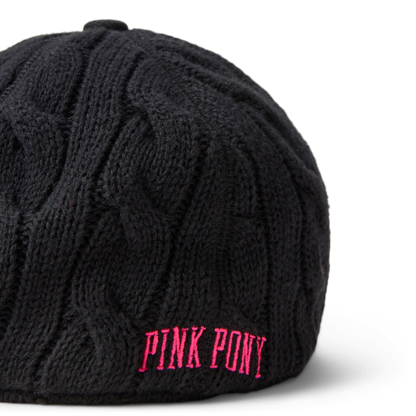 Pink Pony Cable-Knit Cotton Ball Cap
