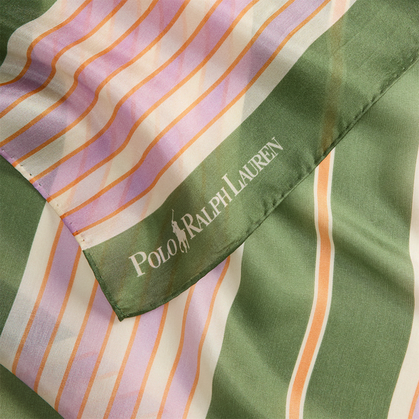 Multi Stripe Logo Striped Silk Scarf Polo Ralph Lauren 4