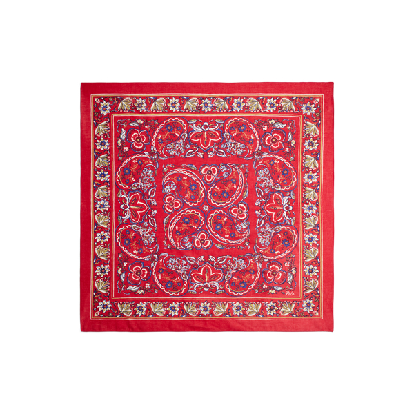 Red Multi Paisley Cotton Square Scarf Polo Ralph Lauren 2