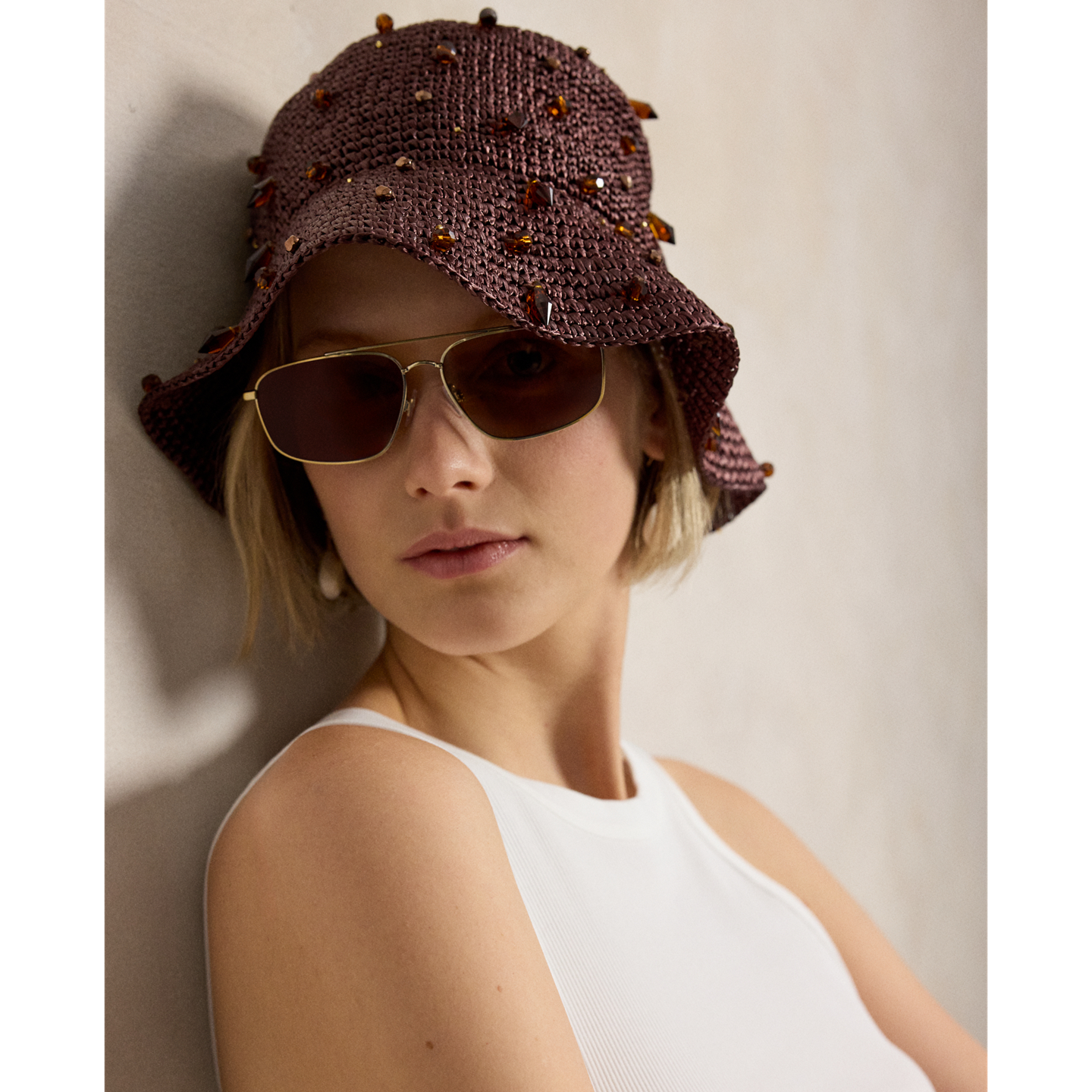 Женский головной убор Ralph Lauren Beaded Crochet Cloche Hat, цвет: Тёмный коричневый — фото 3