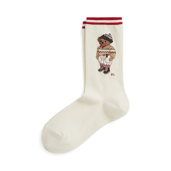 Vanilla Cream Polo Bear Cotton Blend Crew Socks Polo Ralph Lauren 1