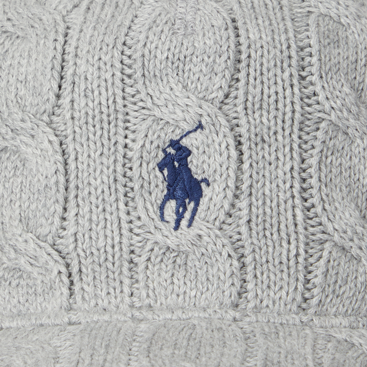 Женская кепка Ralph Lauren Cable-Knit Cotton Ball, цвет: Серый меланжевый — фото 2