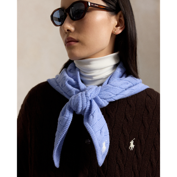 Dress Shirt Blue Wool-Cashmere Triangle Scarf Polo Ralph Lauren 3