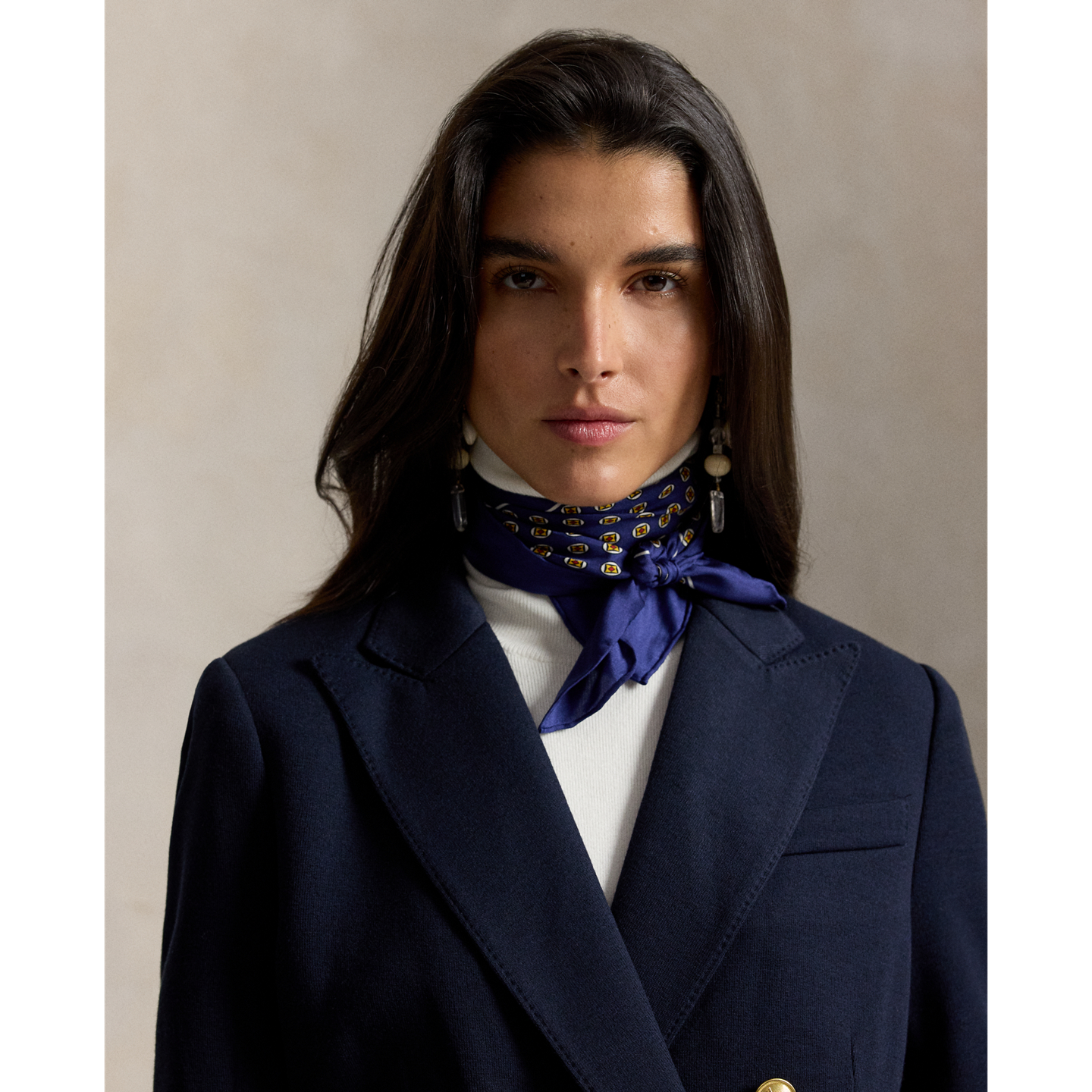 Женский шарф Ralph Lauren Foulard Silk Square, цвет: Яркий тёмно-синий — фото 2