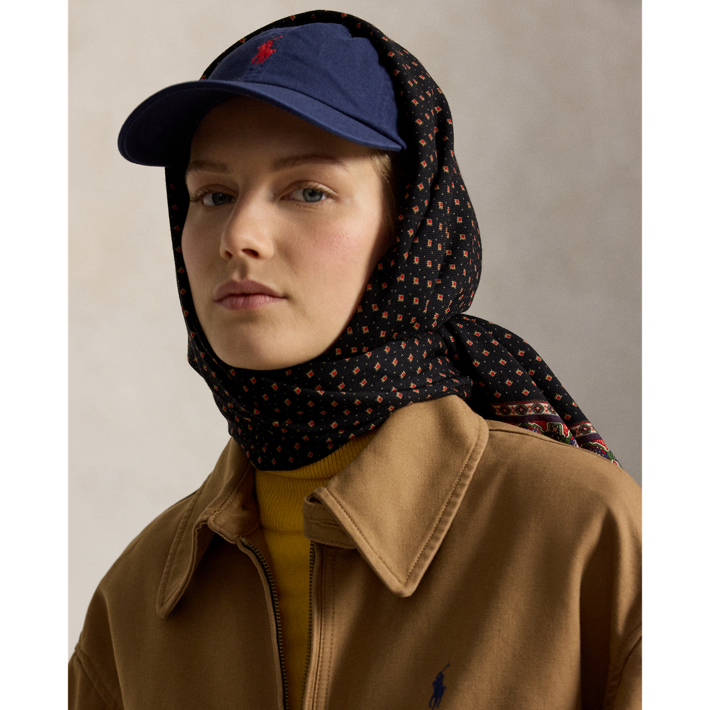 Женский шарф Ralph Lauren Foulard Wool Fringe, цвет: Винный разноцветный — фото 2