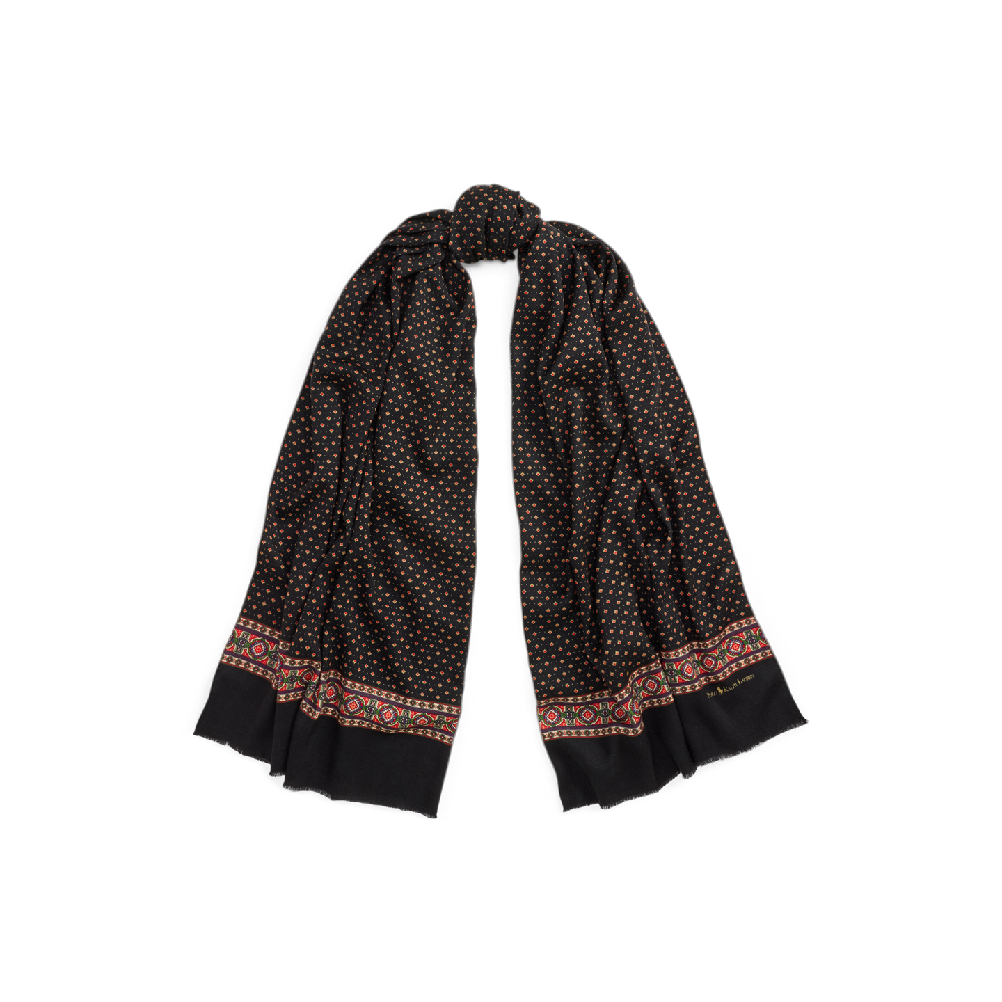 Женский шарф Ralph Lauren Foulard Wool Fringe, цвет: Винный разноцветный — фото 4