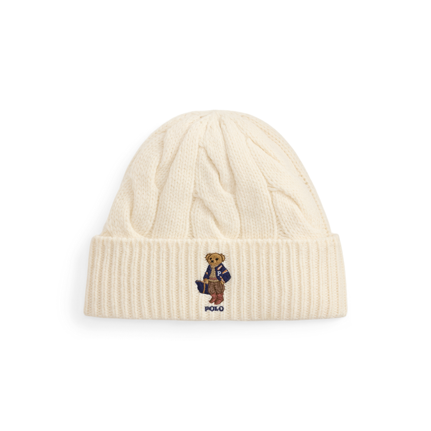 Женская шапка Polo Ralph Lauren Polo Bear Cable Wool-Blend, цвет: Кремовый — фото 3