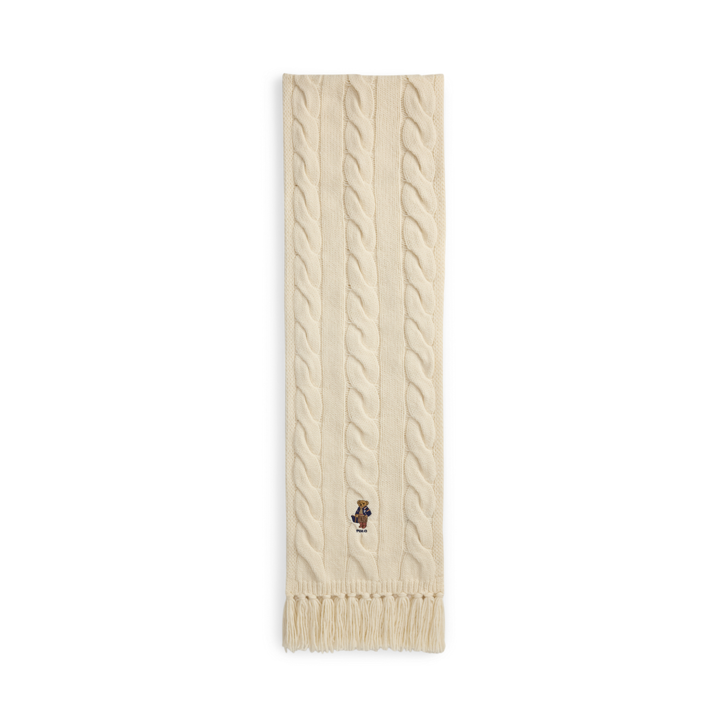 Женский шарф Ralph Lauren Polo Bear Cable-Knit, цвет: Кремовый — фото 1