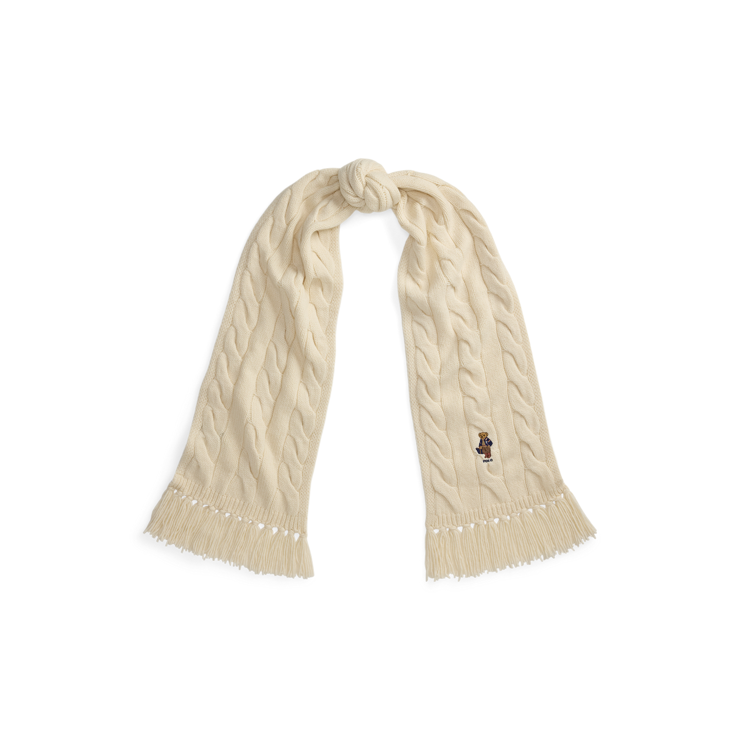 Женский шарф Ralph Lauren Polo Bear Cable-Knit, цвет: Кремовый — фото 3