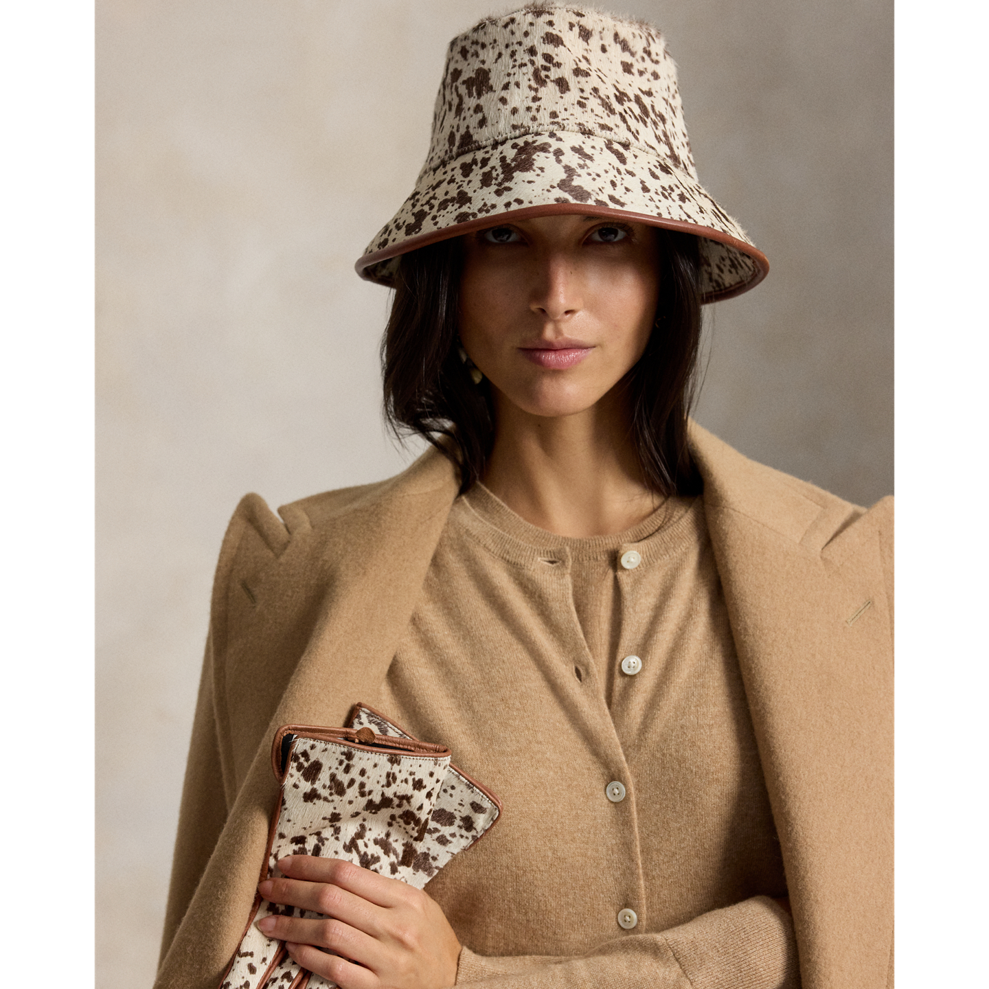 Женская панама Ralph Lauren Haircalf Bucket Hat, цвет: Коричневый — фото 2