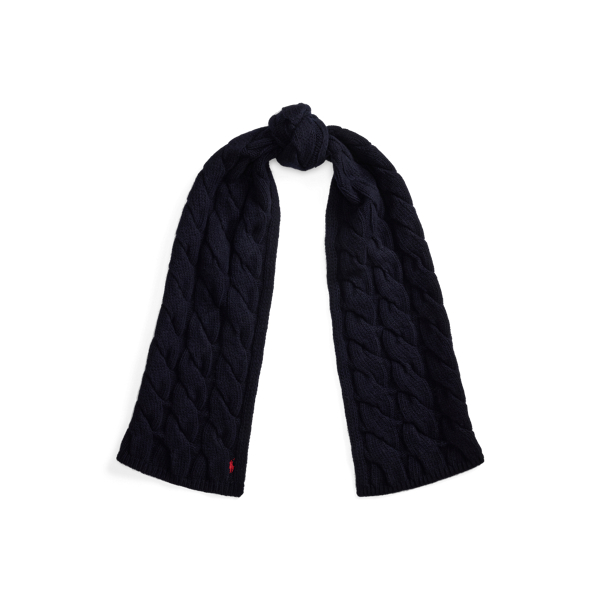Wide Cable-Knit Wool Scarf