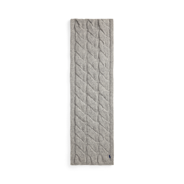 Wide Cable-Knit Wool Scarf
