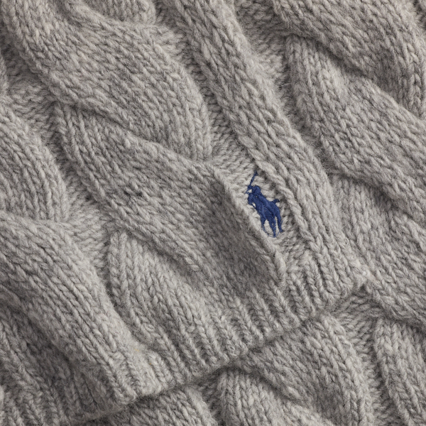 Wide Cable-Knit Wool Scarf