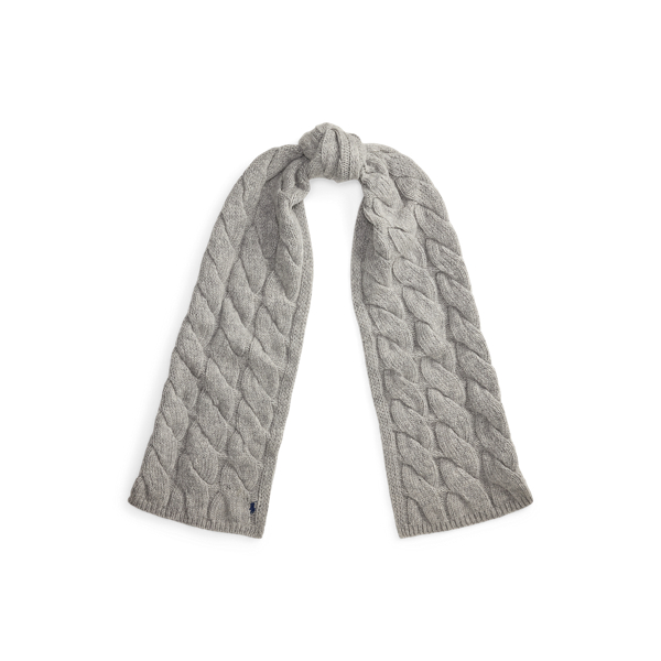 Wide Cable-Knit Wool Scarf