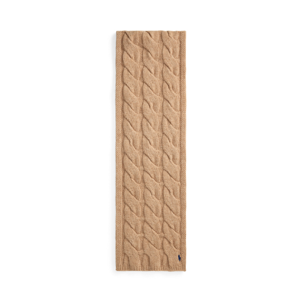 Wide Cable-Knit Wool Scarf
