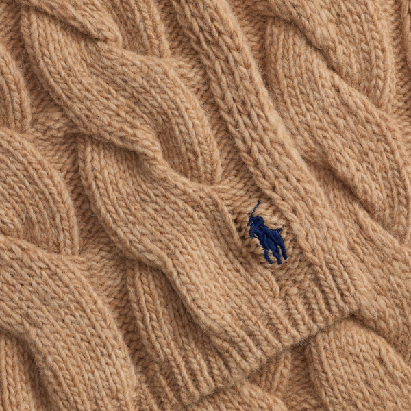 Wide Cable-Knit Wool Scarf
