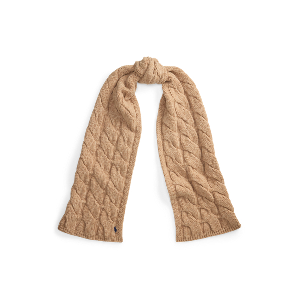 Wide Cable-Knit Wool Scarf