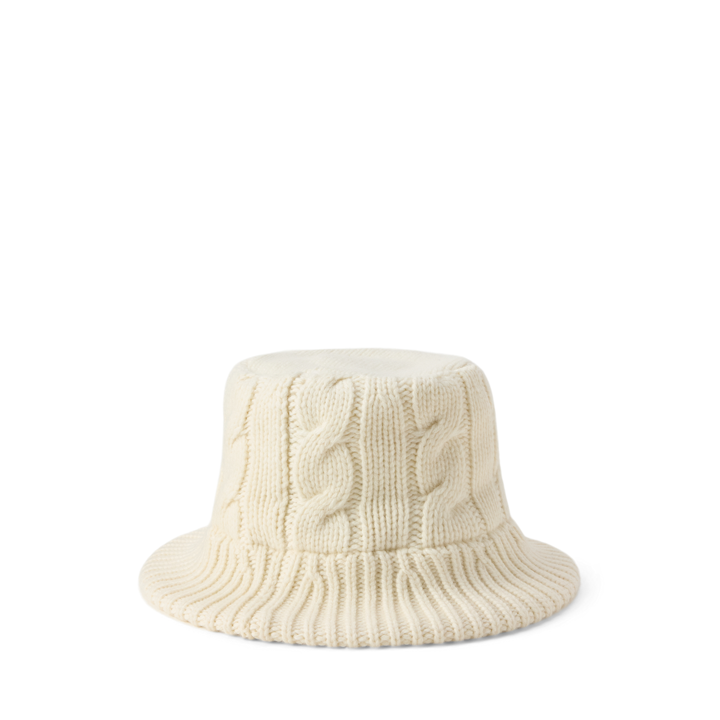 Женская панама Ralph Lauren Cable-Knit Wool-Blend Bucket Hat, цвет: Кремовый — фото 1