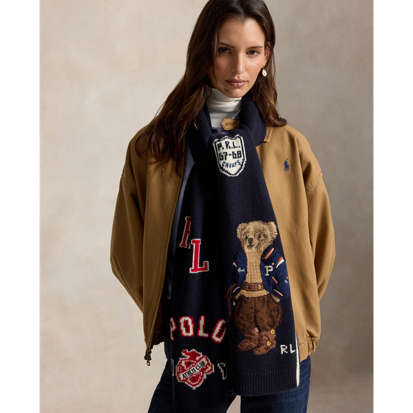 Polo Bear Graphic Wool-Blend Scarf