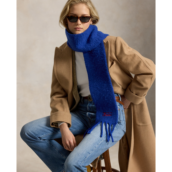 Sjaal van geborstelde wolmix met franje Polo Ralph Lauren in Fall royal 3