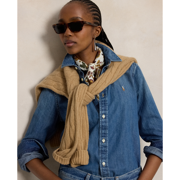 Floral Wool-Linen Square Scarf