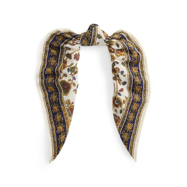 Floral Wool-Linen Square Scarf
