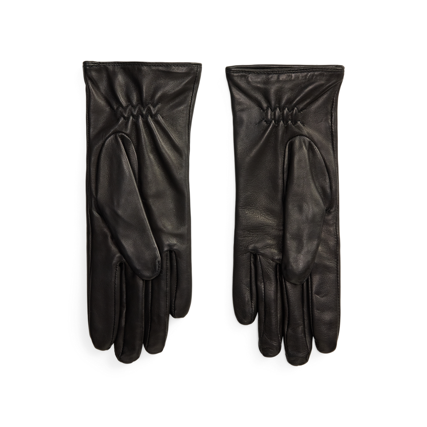 Женские перчатки Ralph Lauren Stitched Leather Gloves, цвет: Чёрный — фото 1