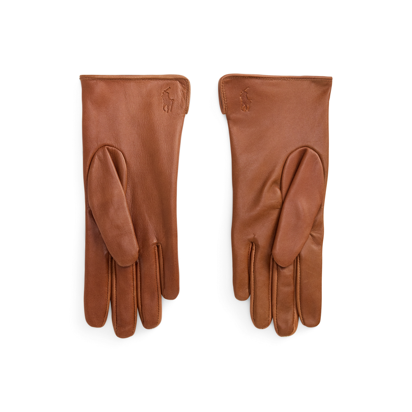 Женские перчатки Ralph Lauren Haircalf-Leather Gloves, цвет: Коньячный — фото 1