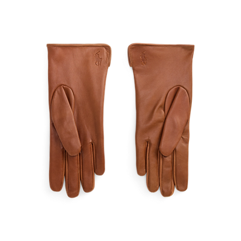 Женские перчатки Ralph Lauren Haircalf-Leather Gloves, цвет: Коньячный