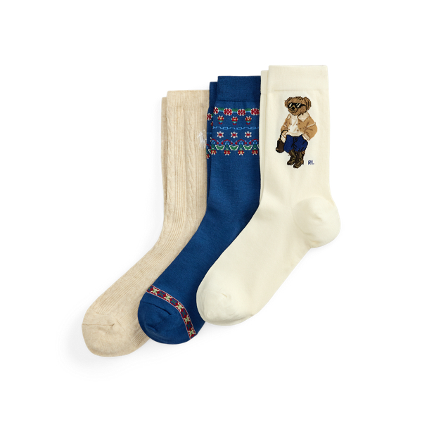 Polo Bear Floral Crew Sock 3-Pack