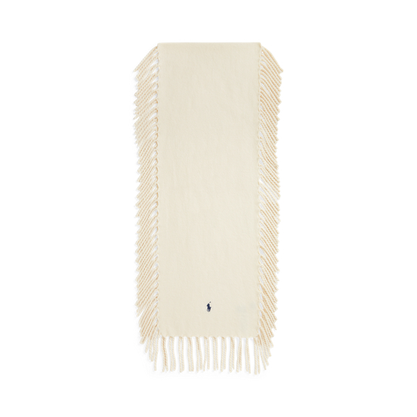 Cream Wool Fringe Wrap Scarf Polo Ralph Lauren 2