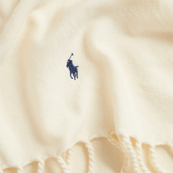 Cream Wool Fringe Wrap Scarf Polo Ralph Lauren 3