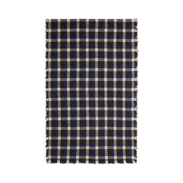 Dark Beech Plaid Wool Wrap Scarf Polo Ralph Lauren 2
