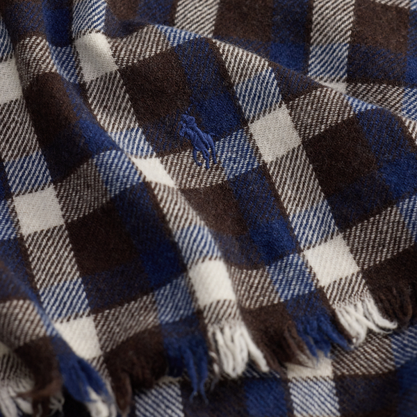 Dark Beech Plaid Wool Wrap Scarf Polo Ralph Lauren 4