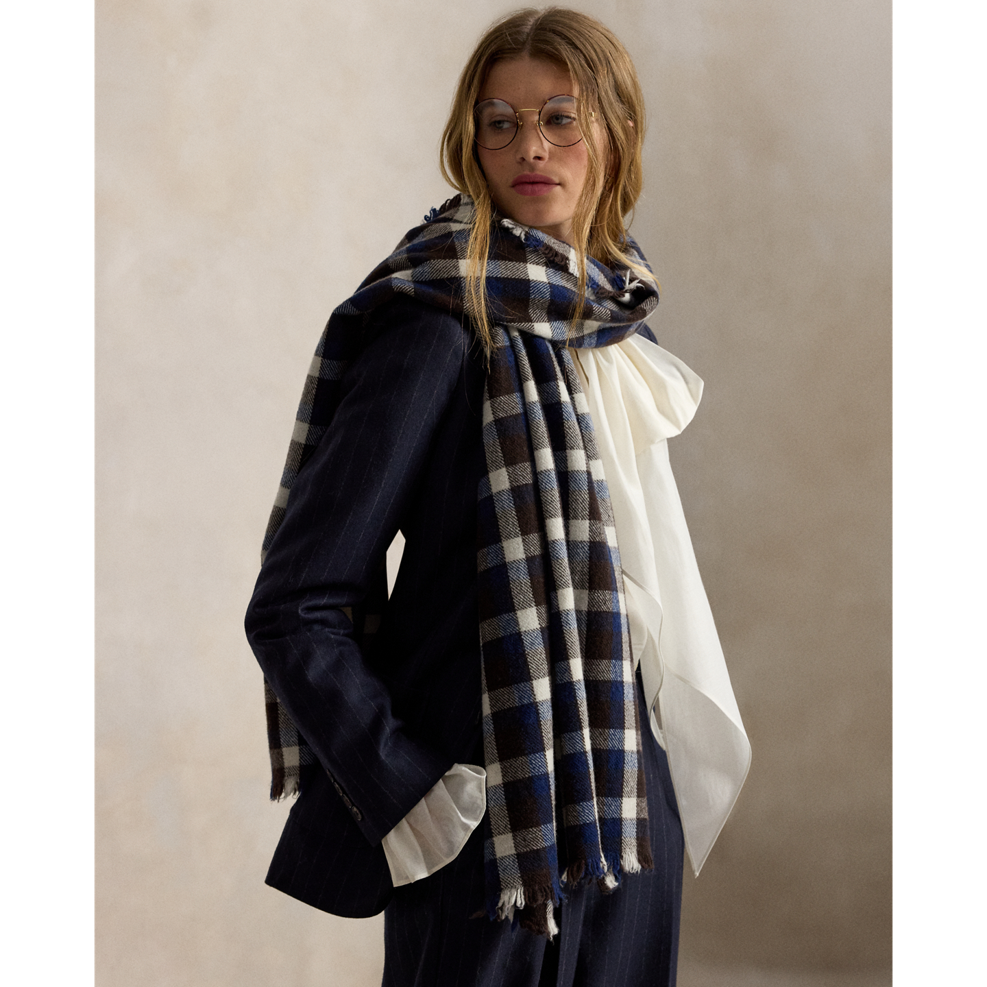 Женский шарф Ralph Lauren Plaid Wool Wrap, цвет: Dark Beech — фото 2