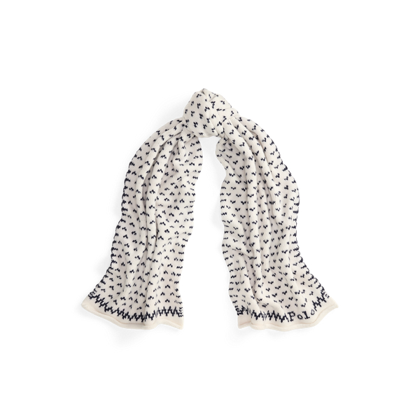 Wool-Blend Bird-Pattern Scarf