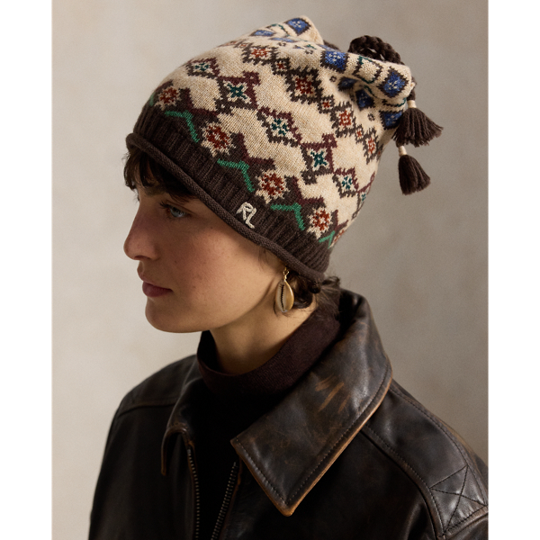 Fair Isle Wool Tassel Beanie