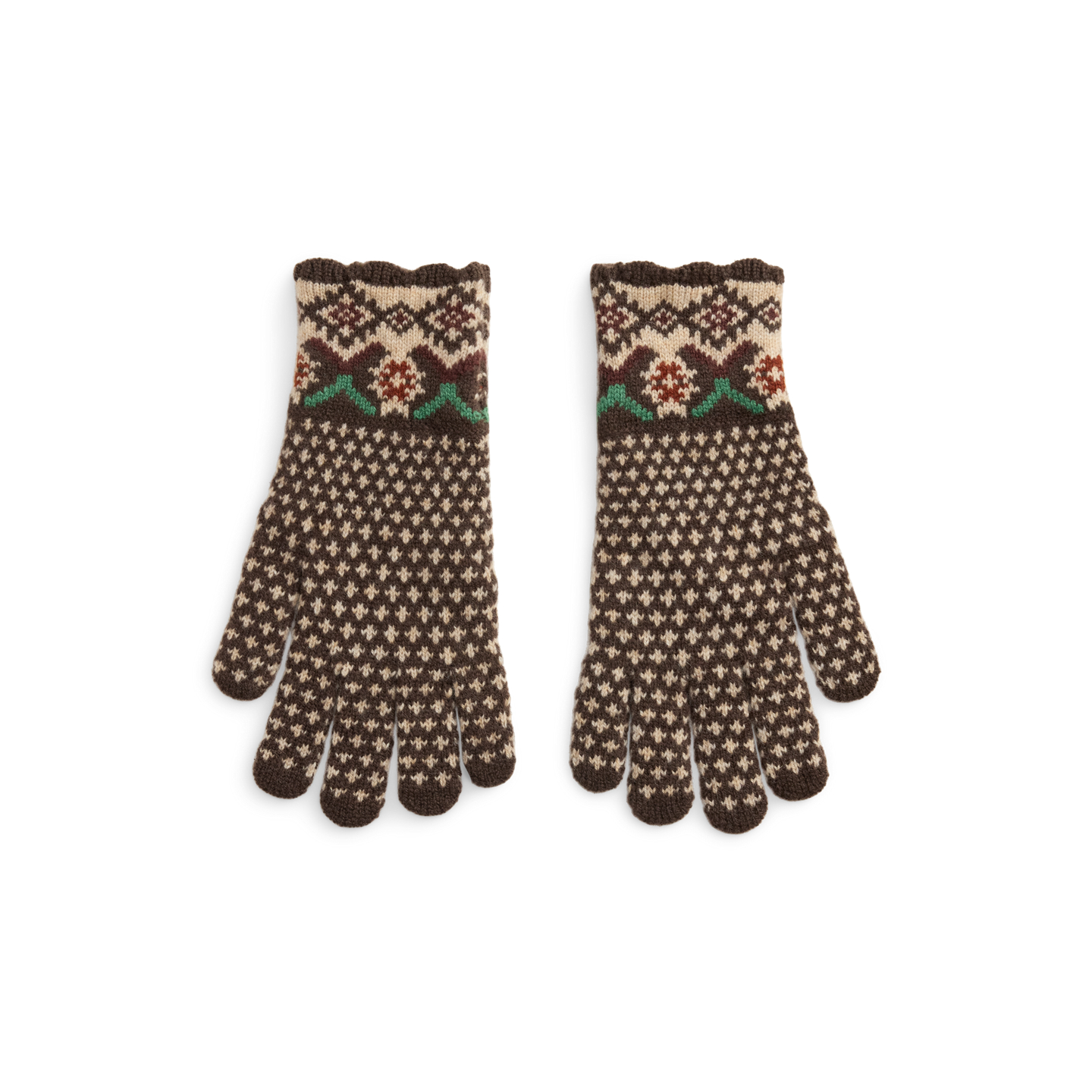Женские перчатки Ralph Lauren Fair Isle Wool Gloves, цвет: Кремовый — фото 1