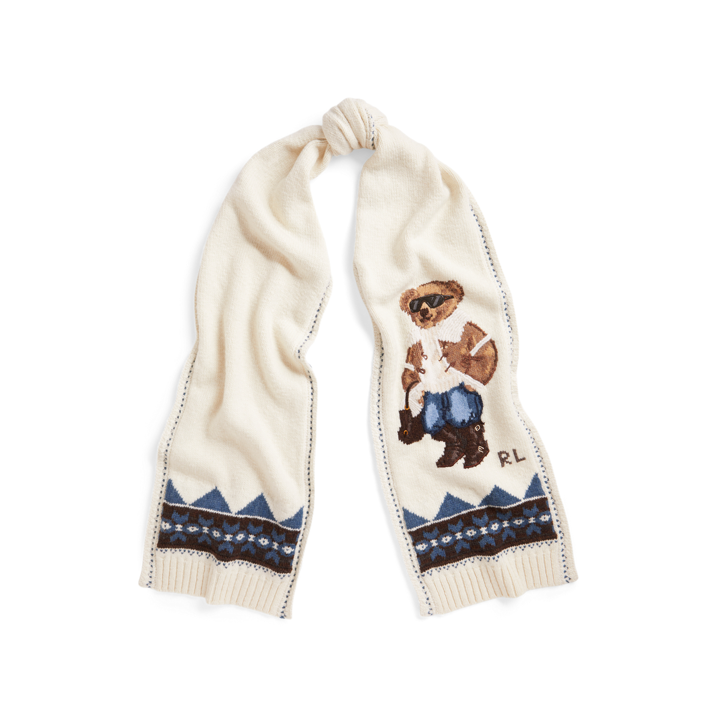 Женский шарф Ralph Lauren Winter Polo Bear Wool, цвет: Кремовый — фото 2