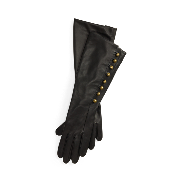 Buttoned-Placket Sheepskin Gloves